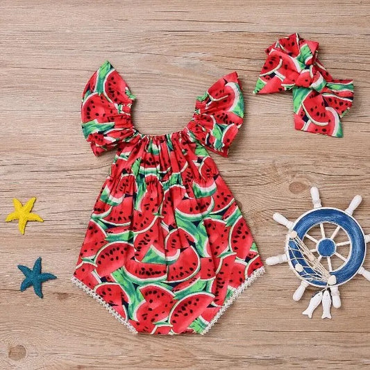 Watermelon onesie and bow